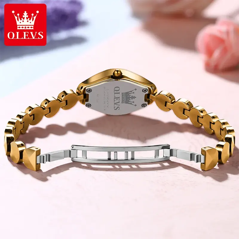 Olevs Tungsten Steel Gold Dial Gold-tone Ladies Watch | 7007